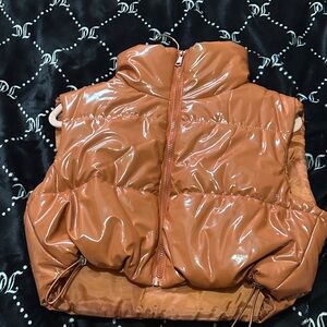 Daisy Glossy Tan Puffer Vest